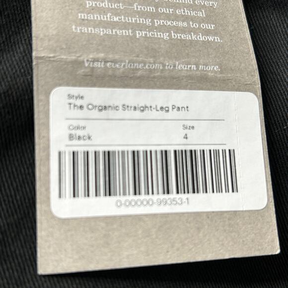 Everlane The Organic Straight Leg Pants Black Size 4 - Picture 11 of 11